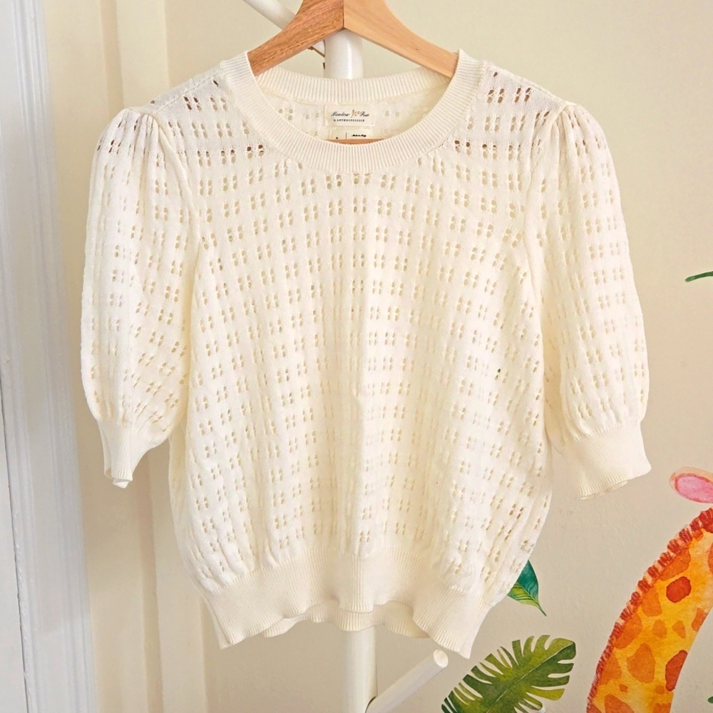 Anthropologie Meadow Rue Sweater, Size S cream white